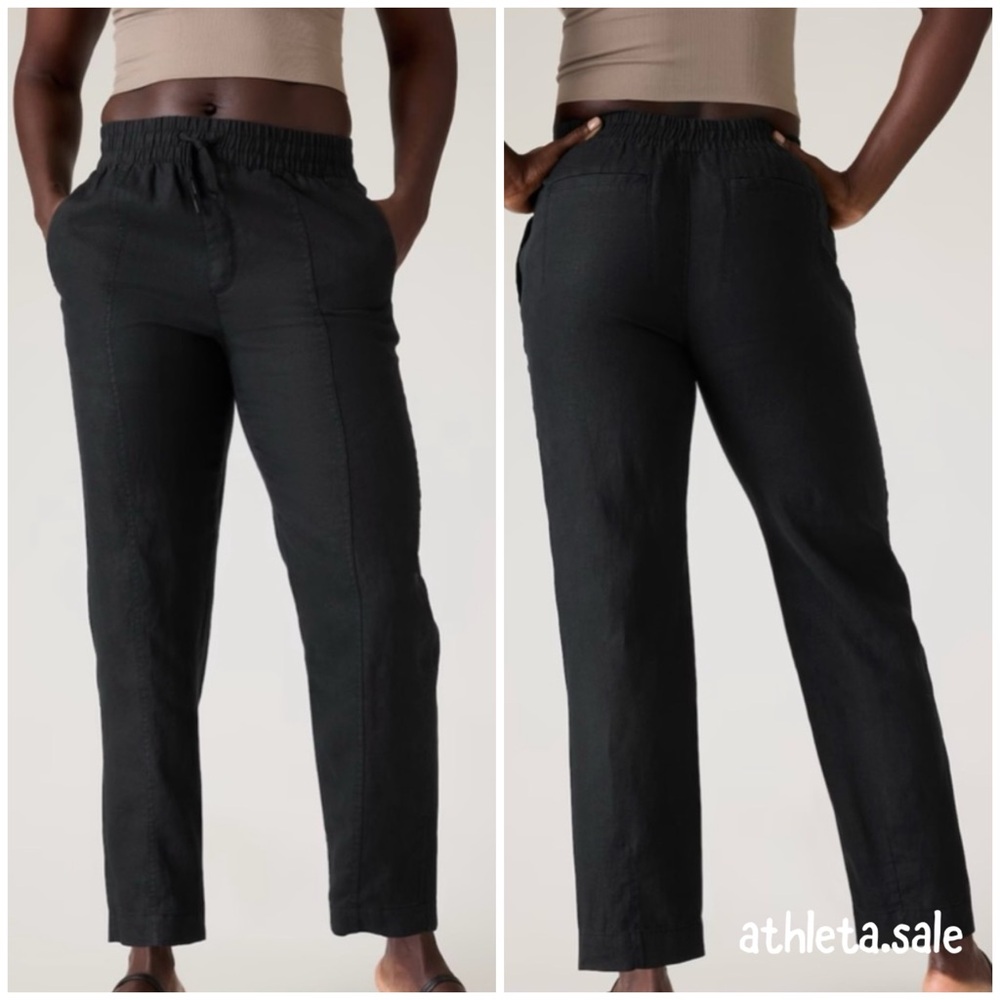 NWT Athleta Retreat Linen Ankle Pant | Black
